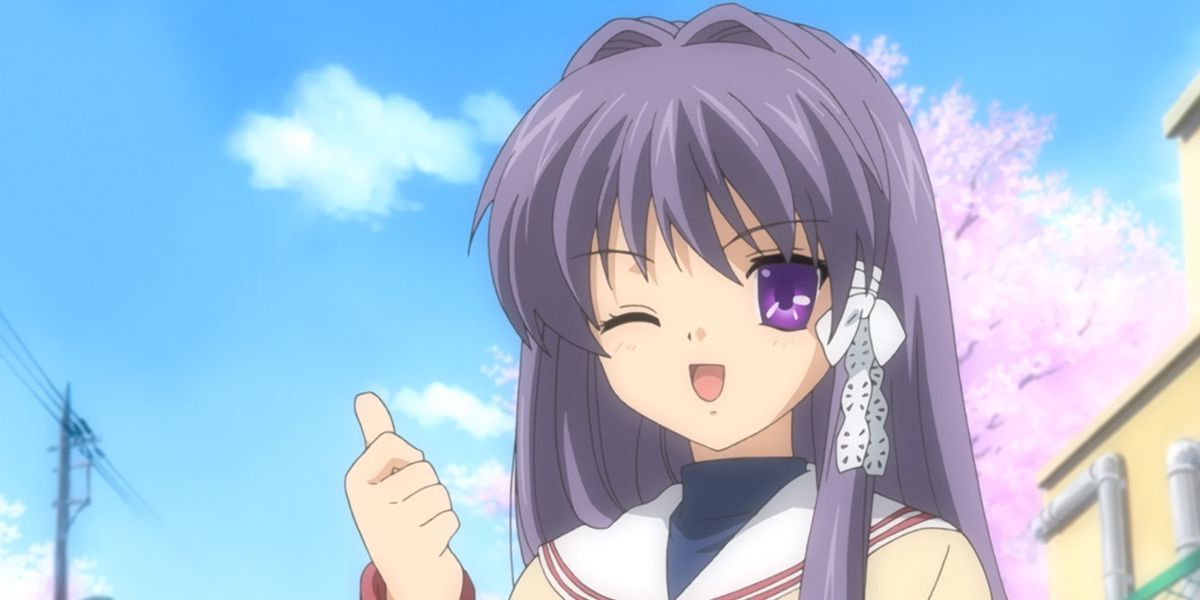 Kyou giving a thumbs up in Clannad.