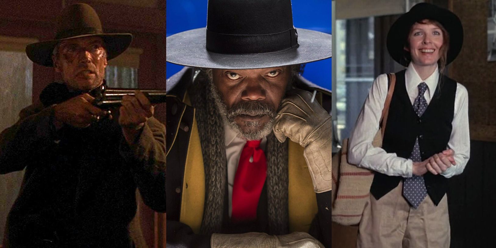 Clint Eastwood in Unforgiven, Samuel L Jackson in The Hateful Eight, and Diane Keaton in Annie Hall
