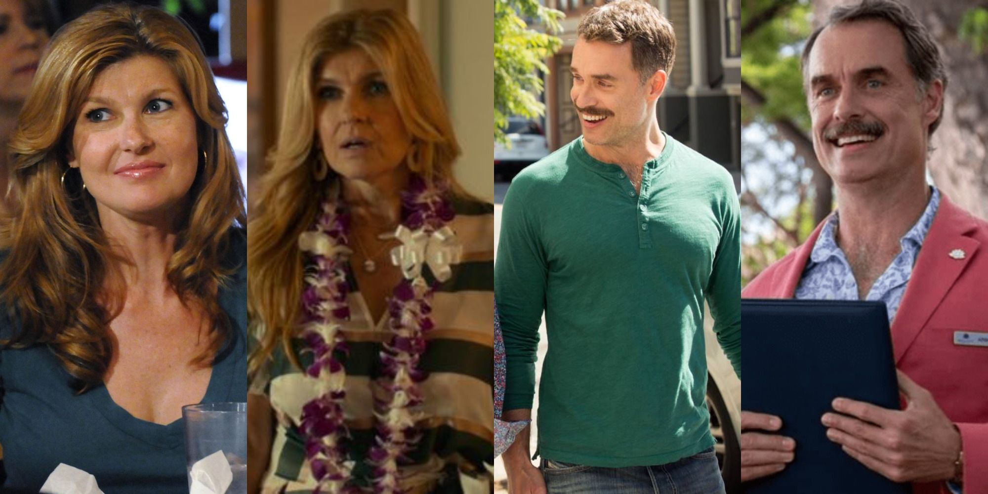 Split image showing Connie Britton in Friday Night Lights and The White Lotus and Murray Bartlett in Looking and The White Lotus