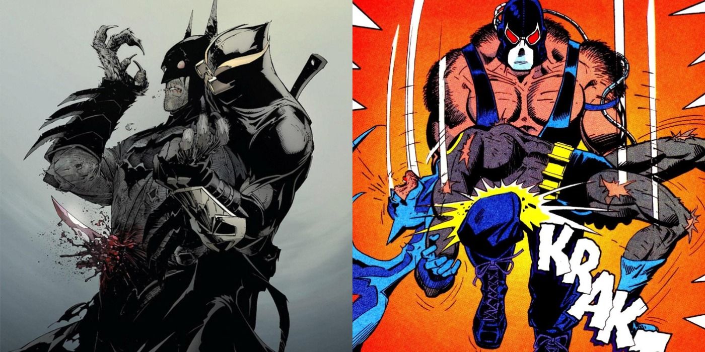 Talon stabbing Batman in The Court of Owls and Bane breaking his back in Knightfall