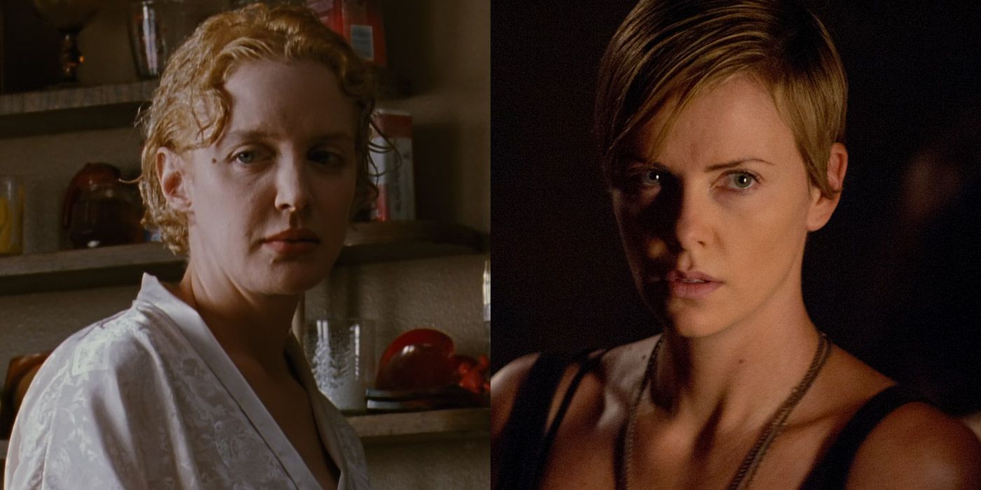 Split image of Darla from The Crow, and Charlize Theron