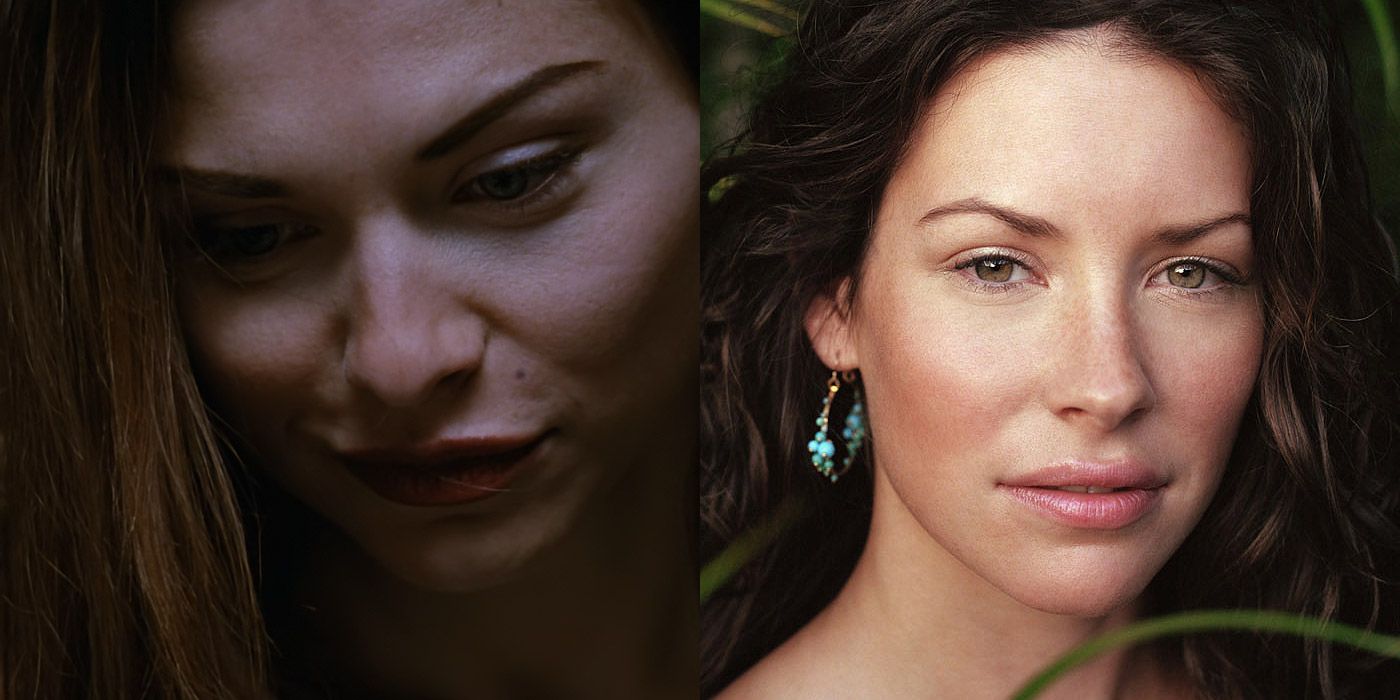 Split image of Shelly from The Crow, and Evangeline Lilly