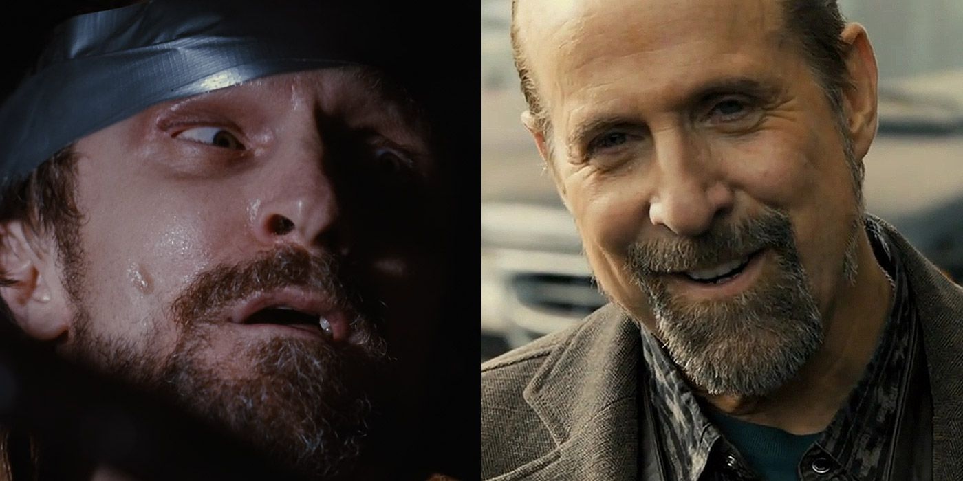 Split image of T-Bird from The Crow, and Peter Stormare