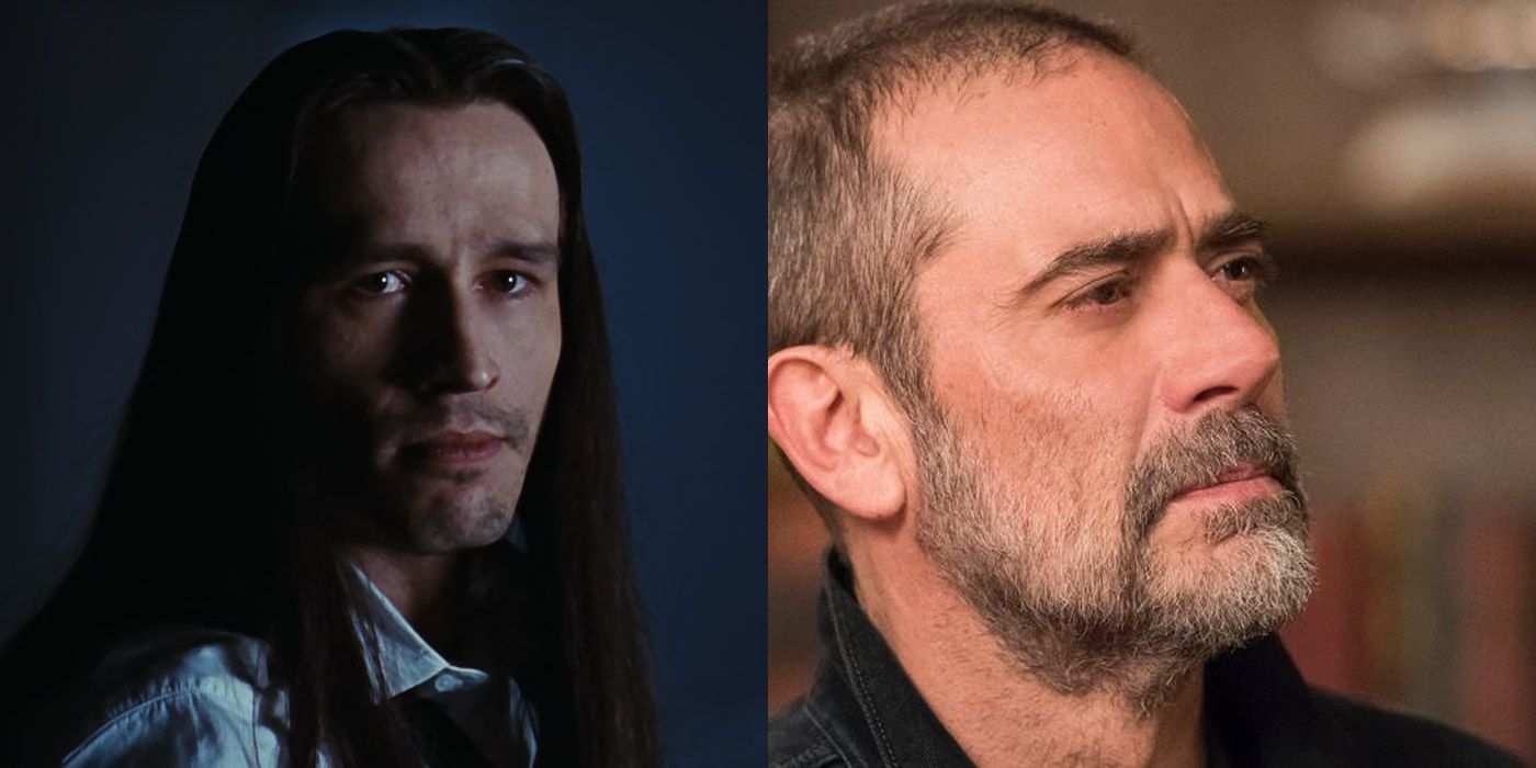 Split image of Top Dollar from The Crow, and Jeffrey Dean Morgan