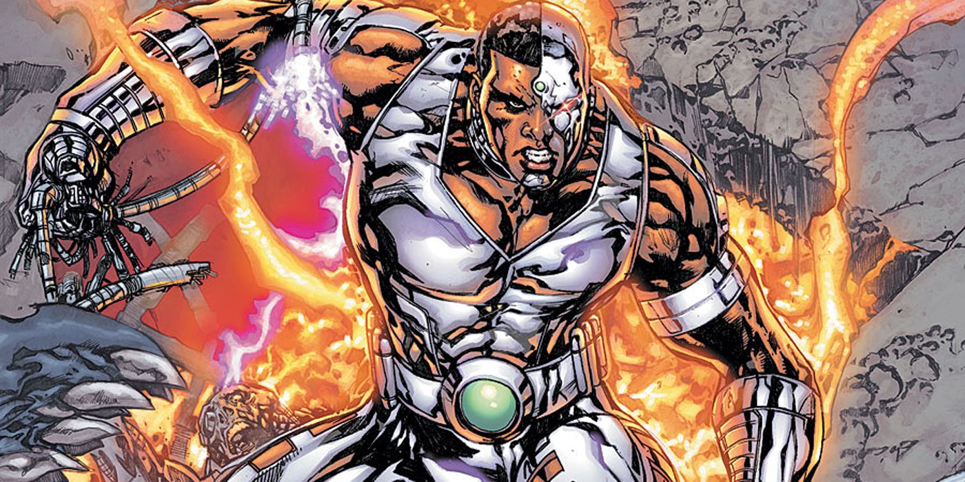 Ciborgue superaquecendo em batalha nos quadrinhos dos Jovens Titãs.