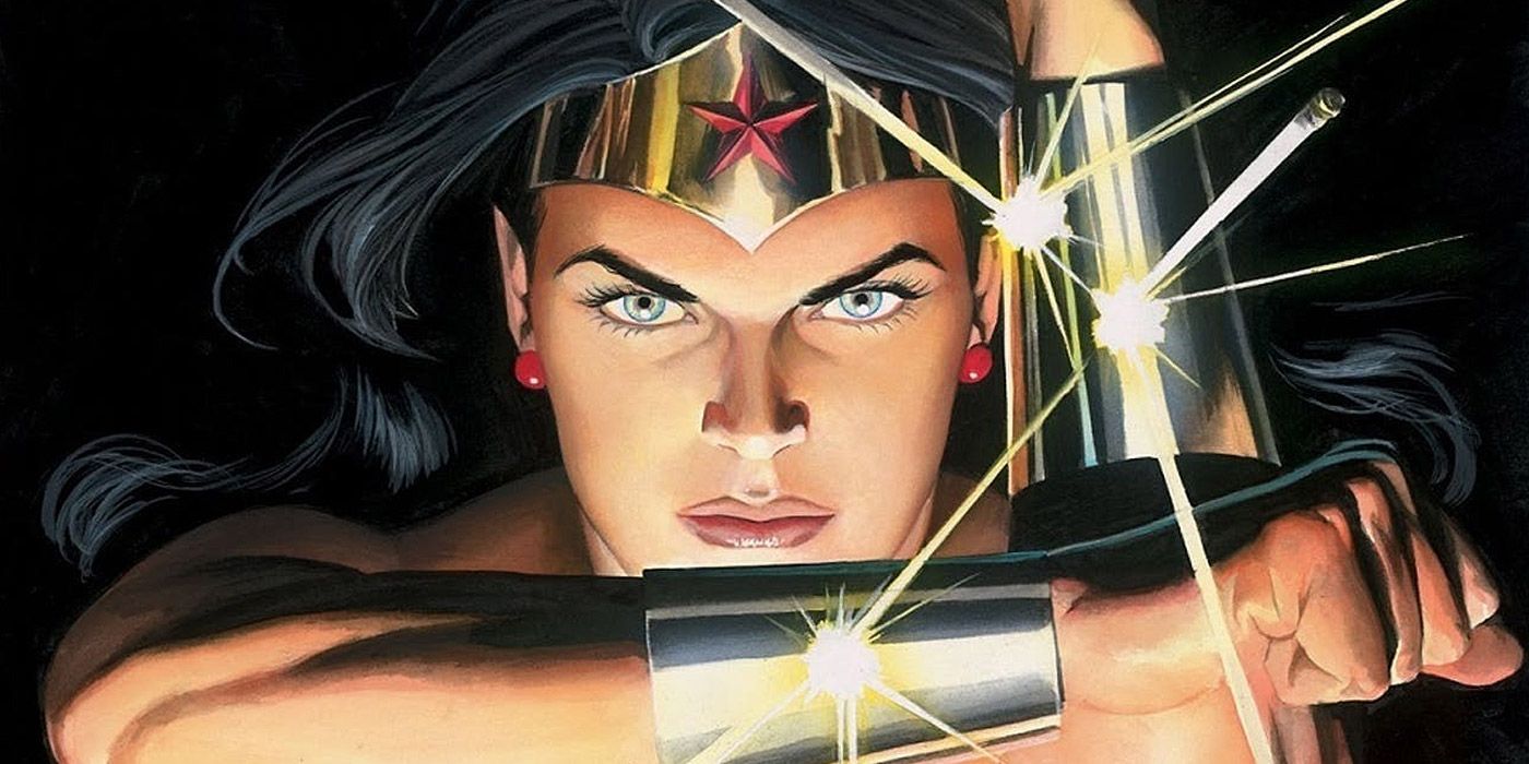 Wonder Woman blocks bullets with her bracelets in the comics