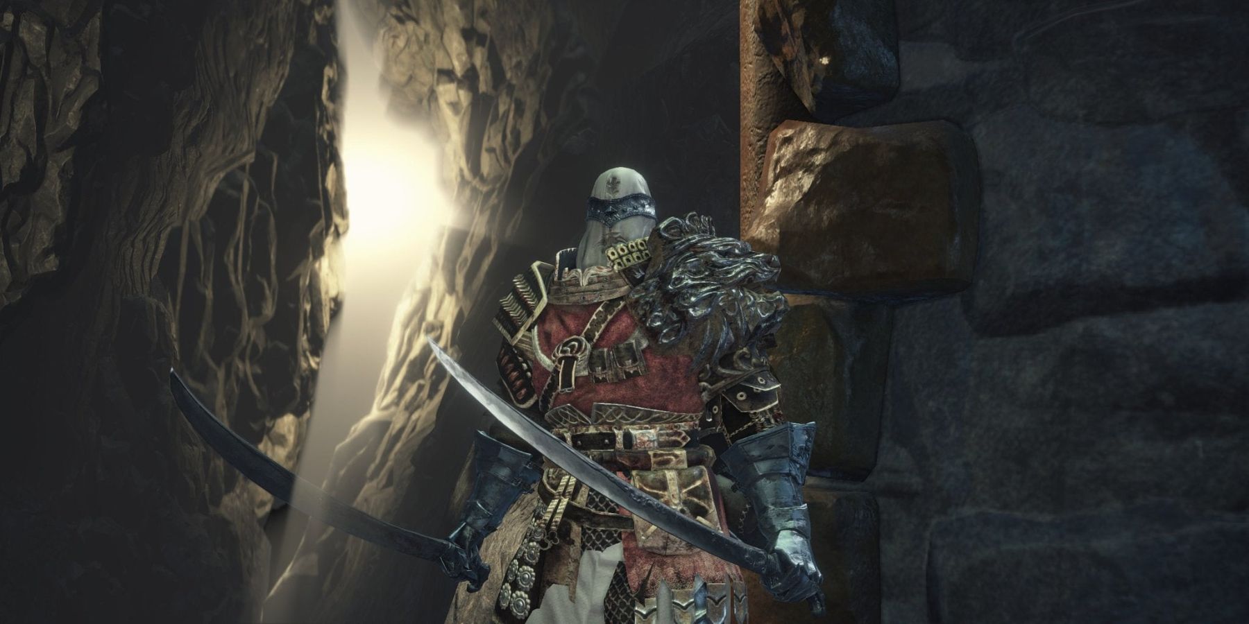 The player is wearing the Eastern Armor Set with the Painting Guardian Hood in Dark Souls 3.