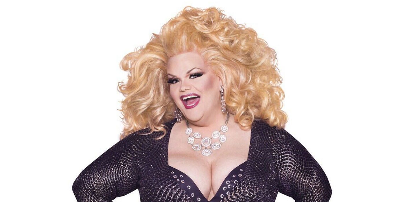 Darienne Lake smiling and posing for the camera in a promo picture for Rupaul's Drag Race