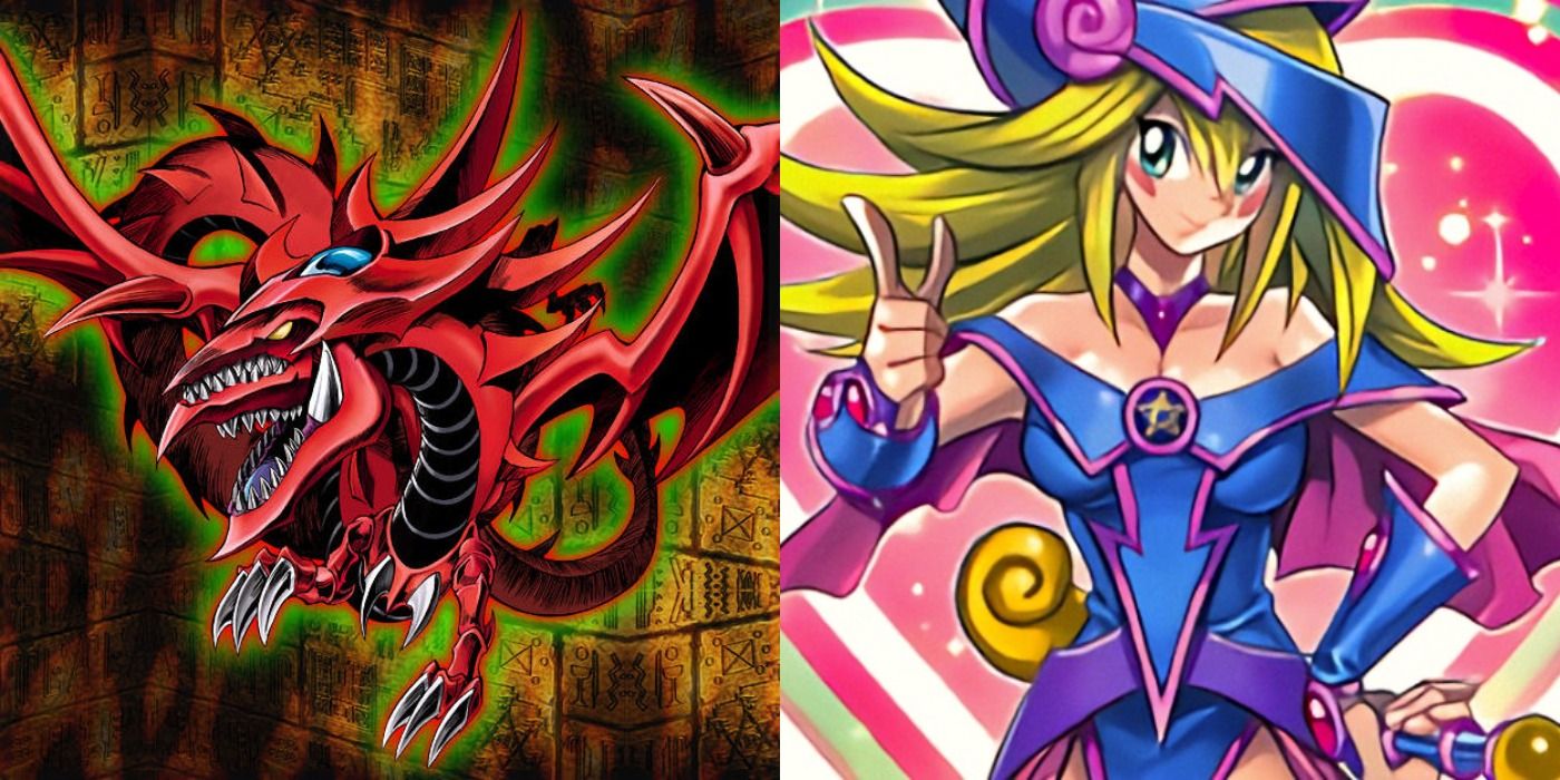 Dark Magician Girl and Slifer the Sky Dragon Yu-Gi-Oh! card art