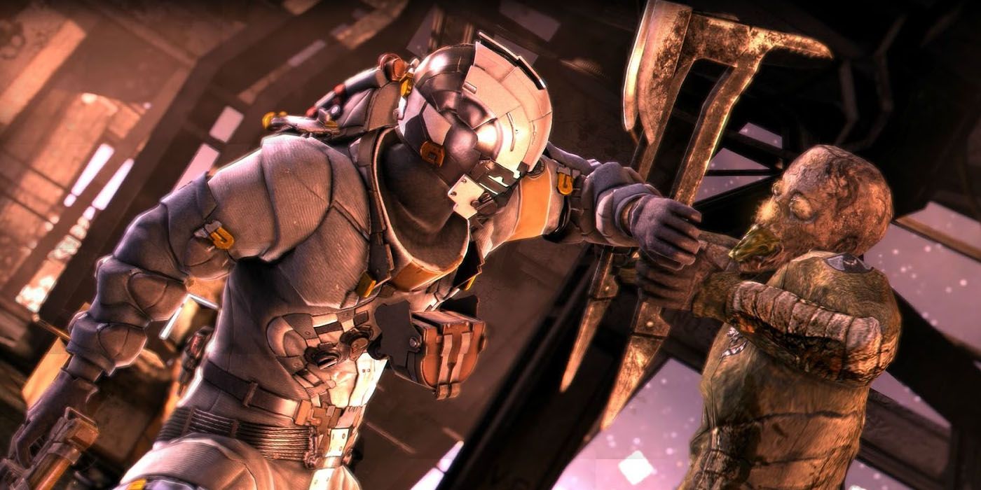A character blocks an attack in Dead Space