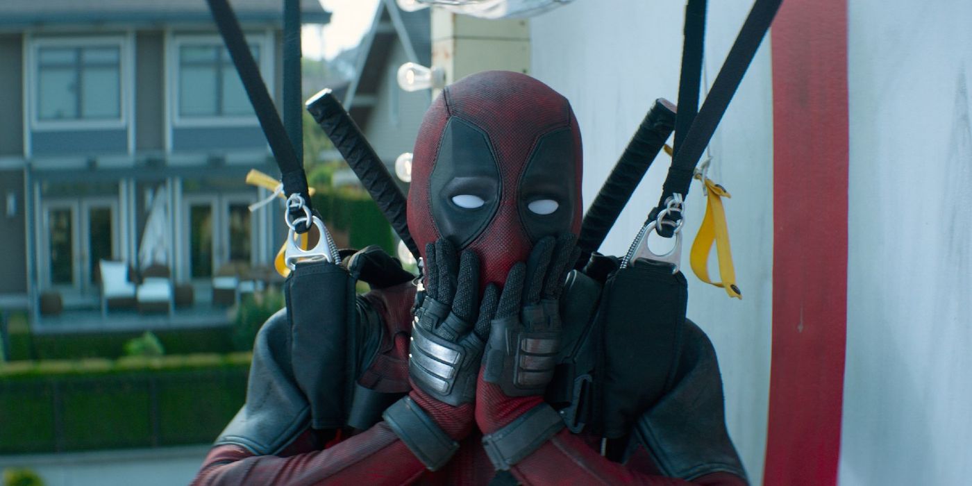 Deadpool Covering Mouth in Deadpool 2