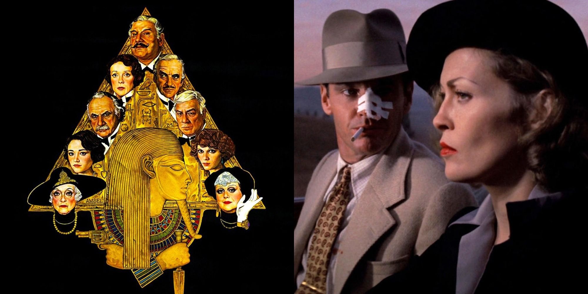 Split image of Death on the Nile 1978 and Jake and Evelyn in Chinatown