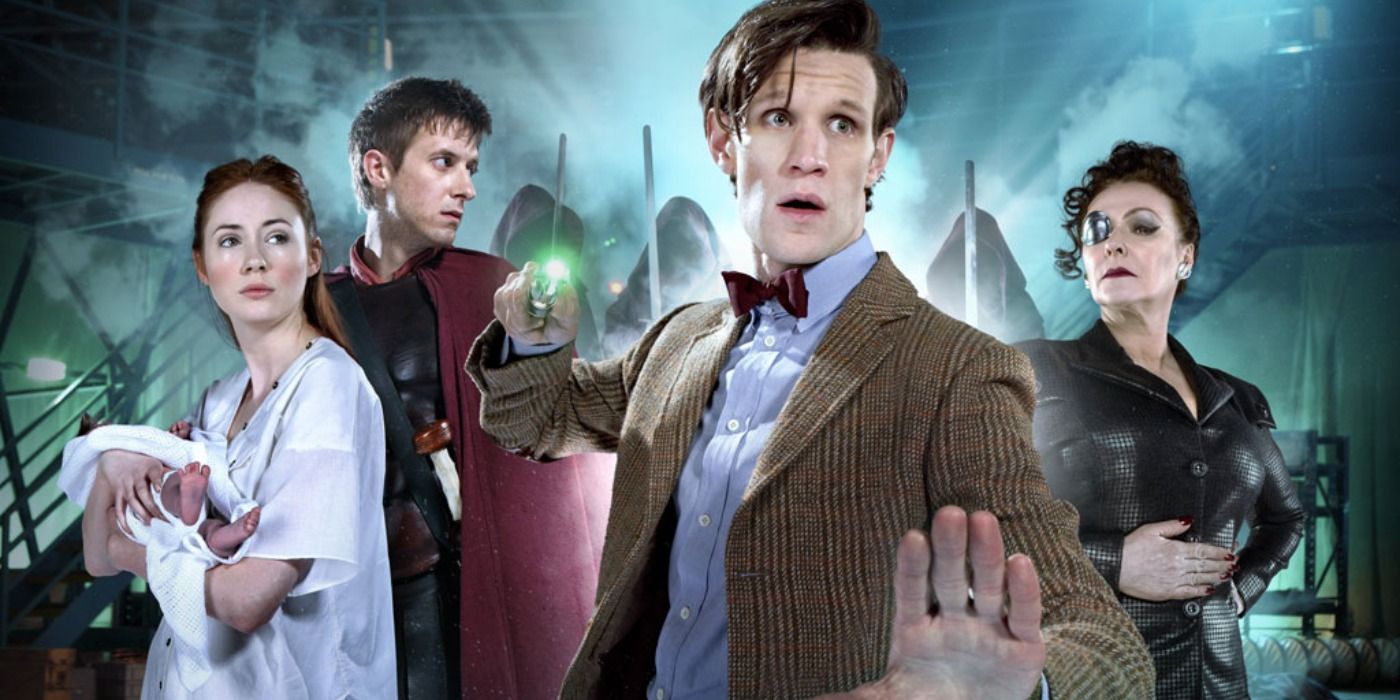 The main characters from the Doctor Who episode A Good Man Goes To War