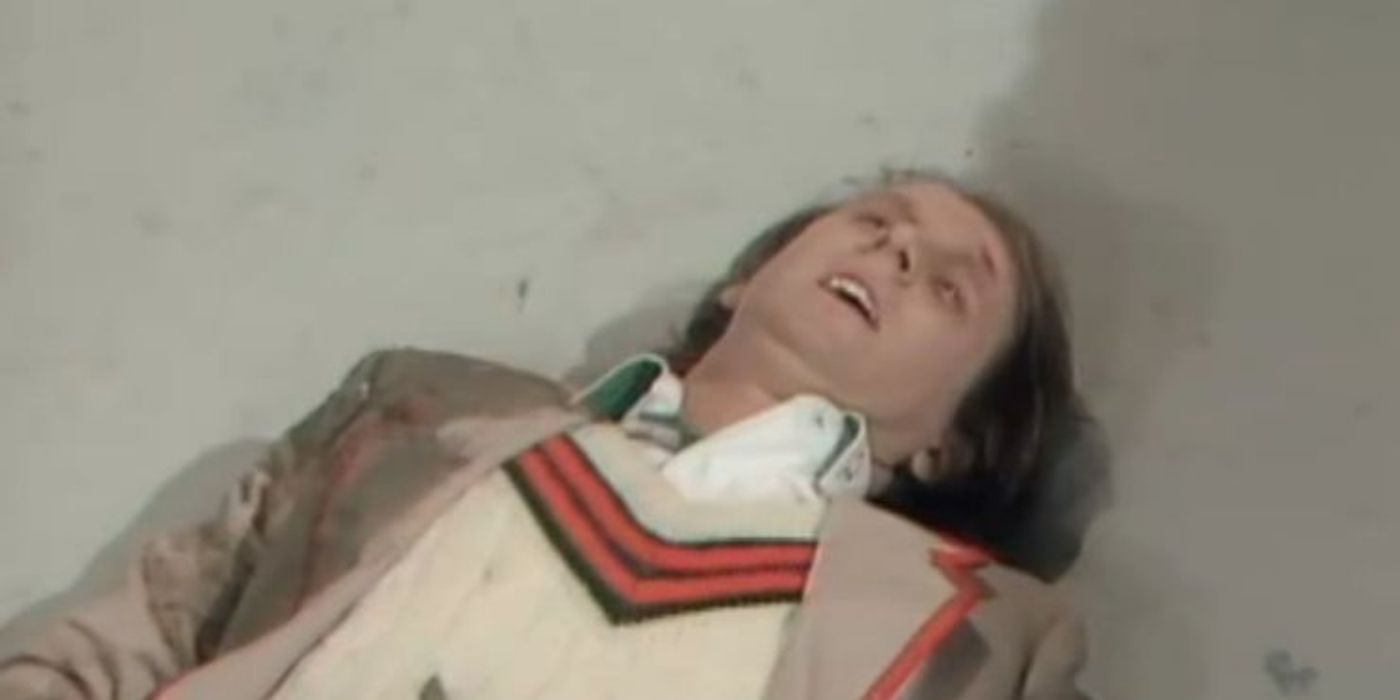 The Fifth Doctor regenerates in Doctor Who.