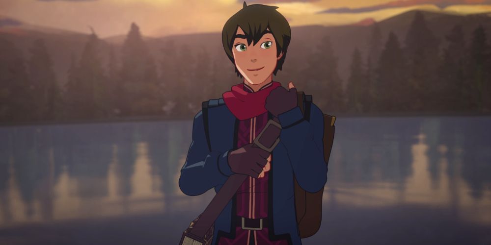 Callum stands calmly before a lake in The Dragon Prince