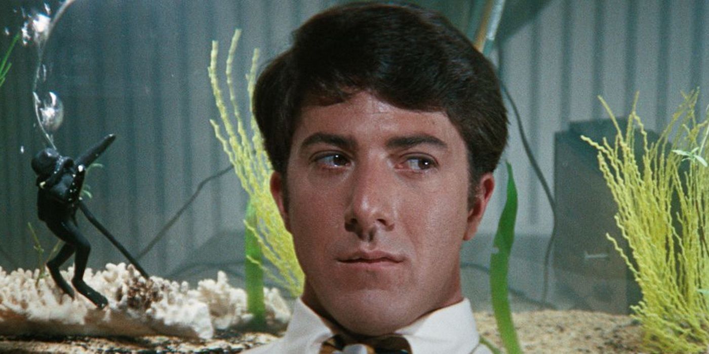 Benjamin sitting in front of a fish tank in The Graduate