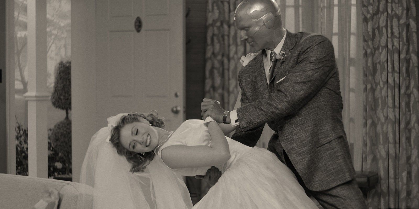 Elizabeth Oslen Paul Bettany as Wanda Vision in WandaVision Wedding Dress