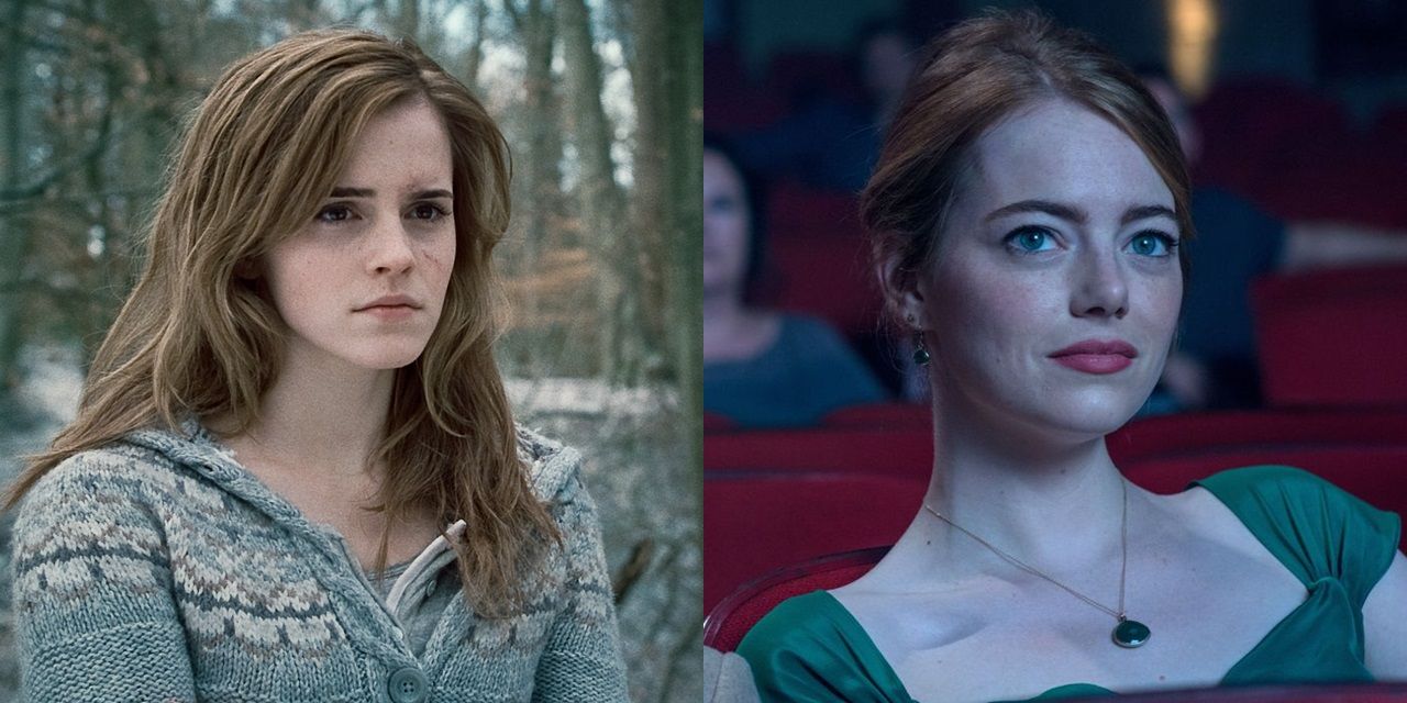 Emma Watson in Harry Potter and the Deathly Hallows Part 2 and Emma Stone in La La Land