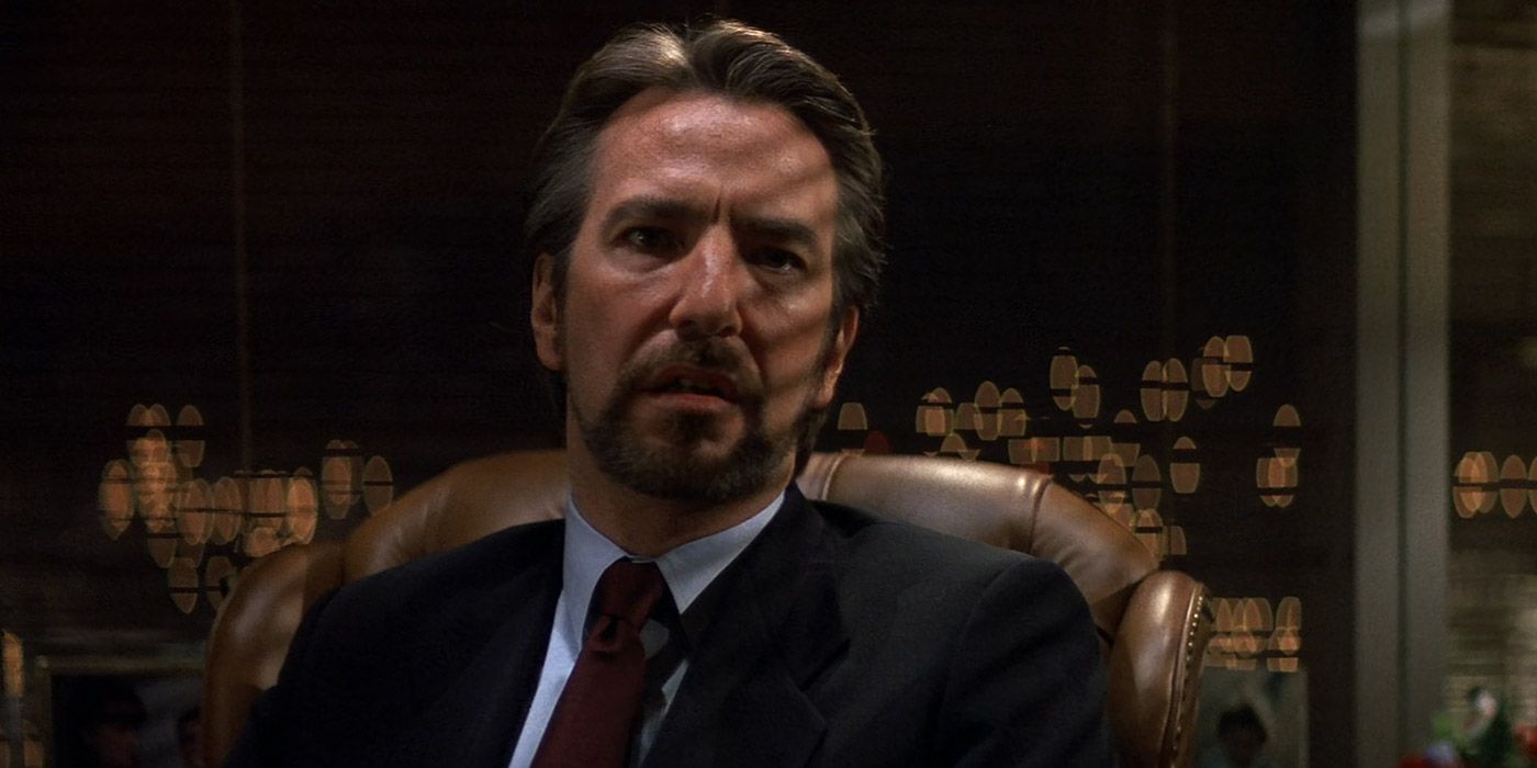 Hans Gruber at the top of the Nakatomi building in Die Hard
