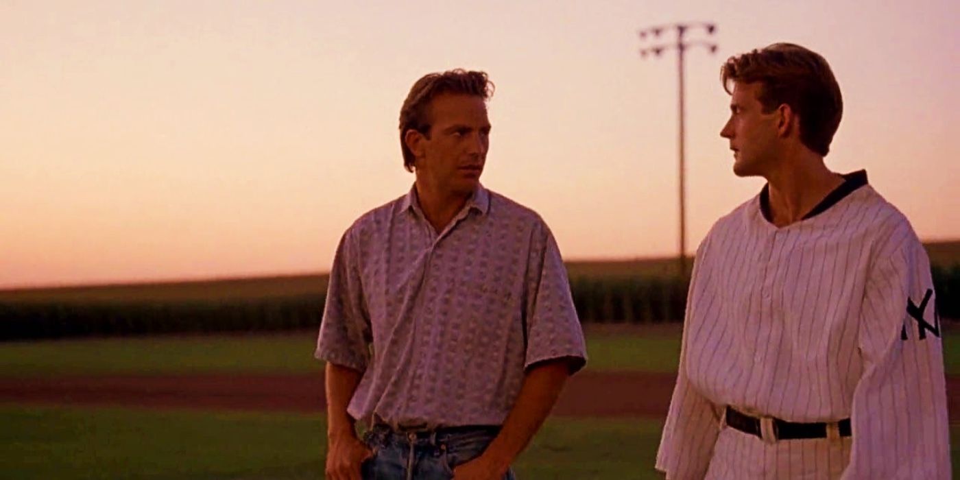 Ray (Kevin Costner) and John (Dwier Brown) talking in Field of Dreams.