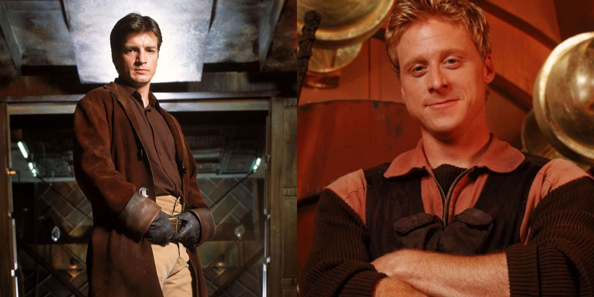 Split image showing Malcolm and Hoban in Firefly