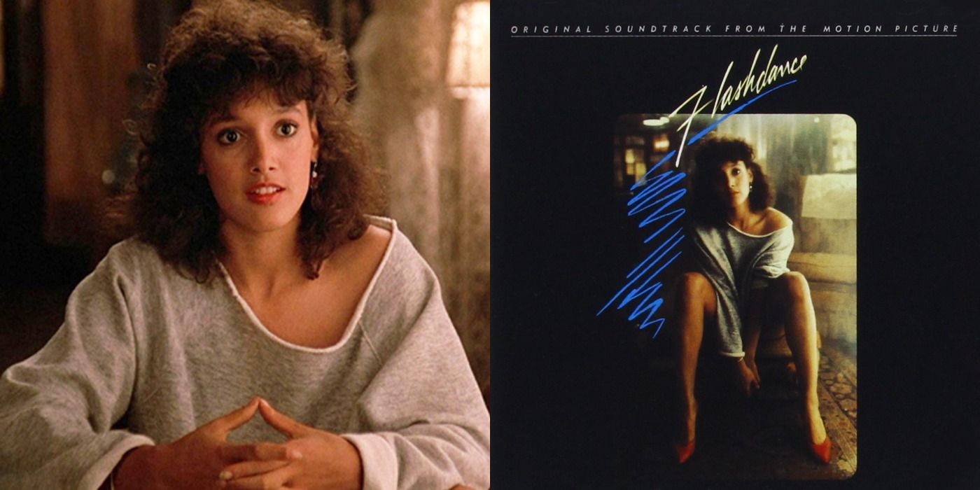 Split image showing Alex and the cover to the Flashdance soundtrack