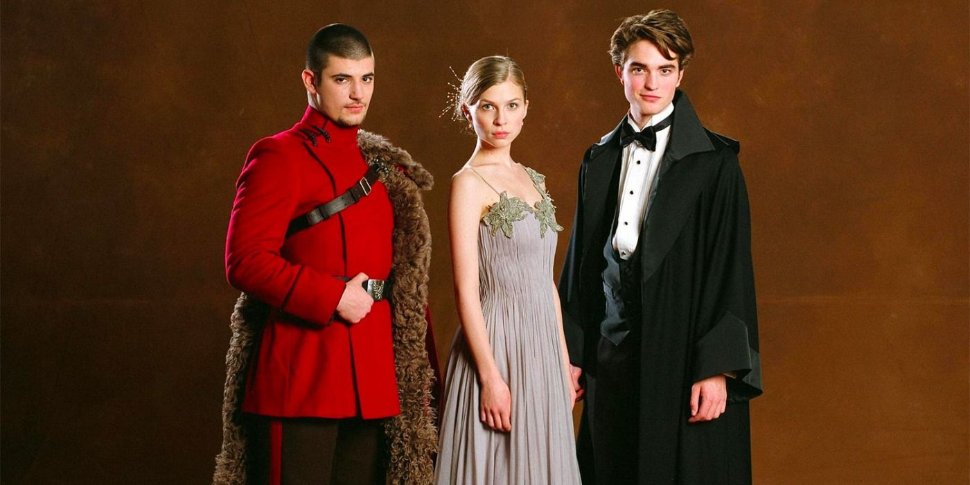 Fleur Cedrick and Viktor pose for a photo in Harry Potter