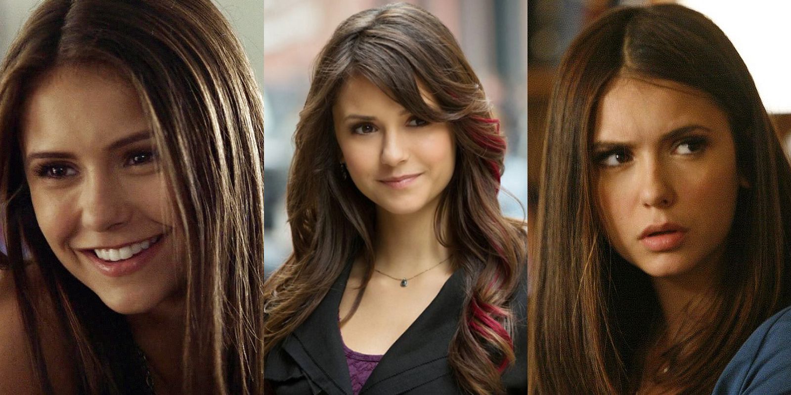 Three images of Elena Gilbert side by side