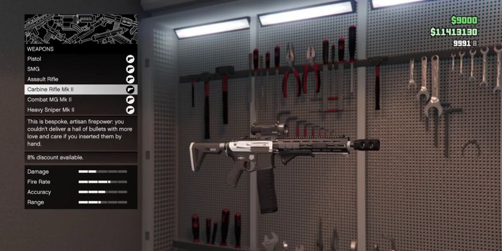 The Special Carbine MK II rifle displayed in Grand Theft Auto Online