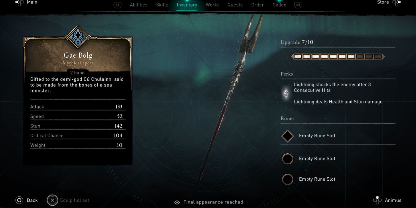 An image of the Gae Bolg spear in Assassin’s Creed Valhalla.