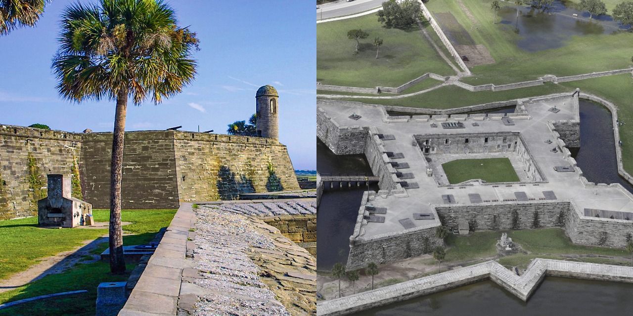 Castillo de San Marcos side and aerial angles