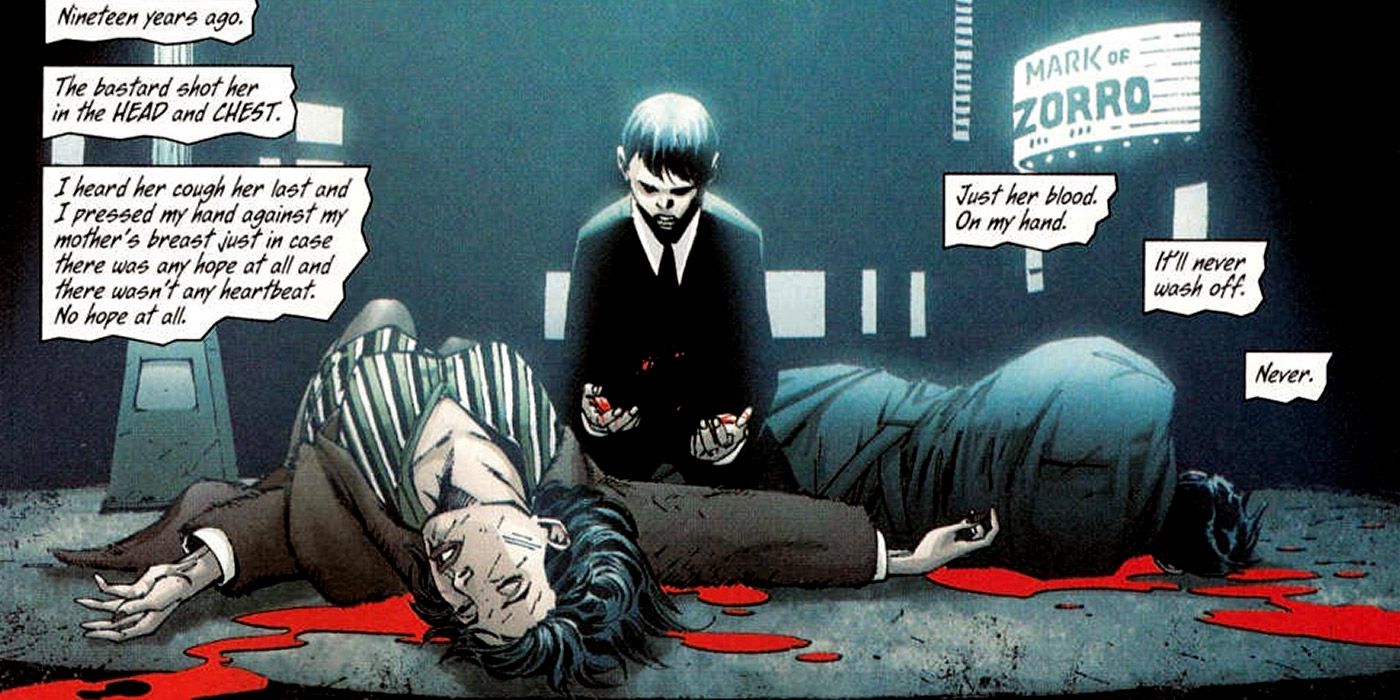 Young Bruce Wayne remembers the murder of his parents in Gotham City