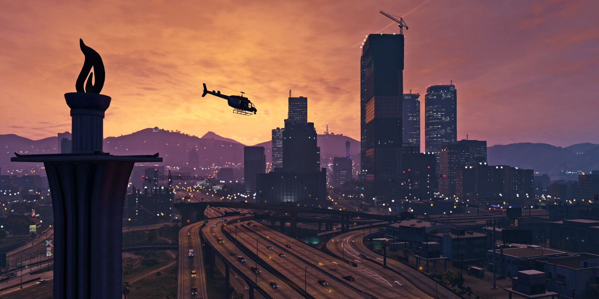 Screenshot of the cityscape from Grand Theft Auto 5