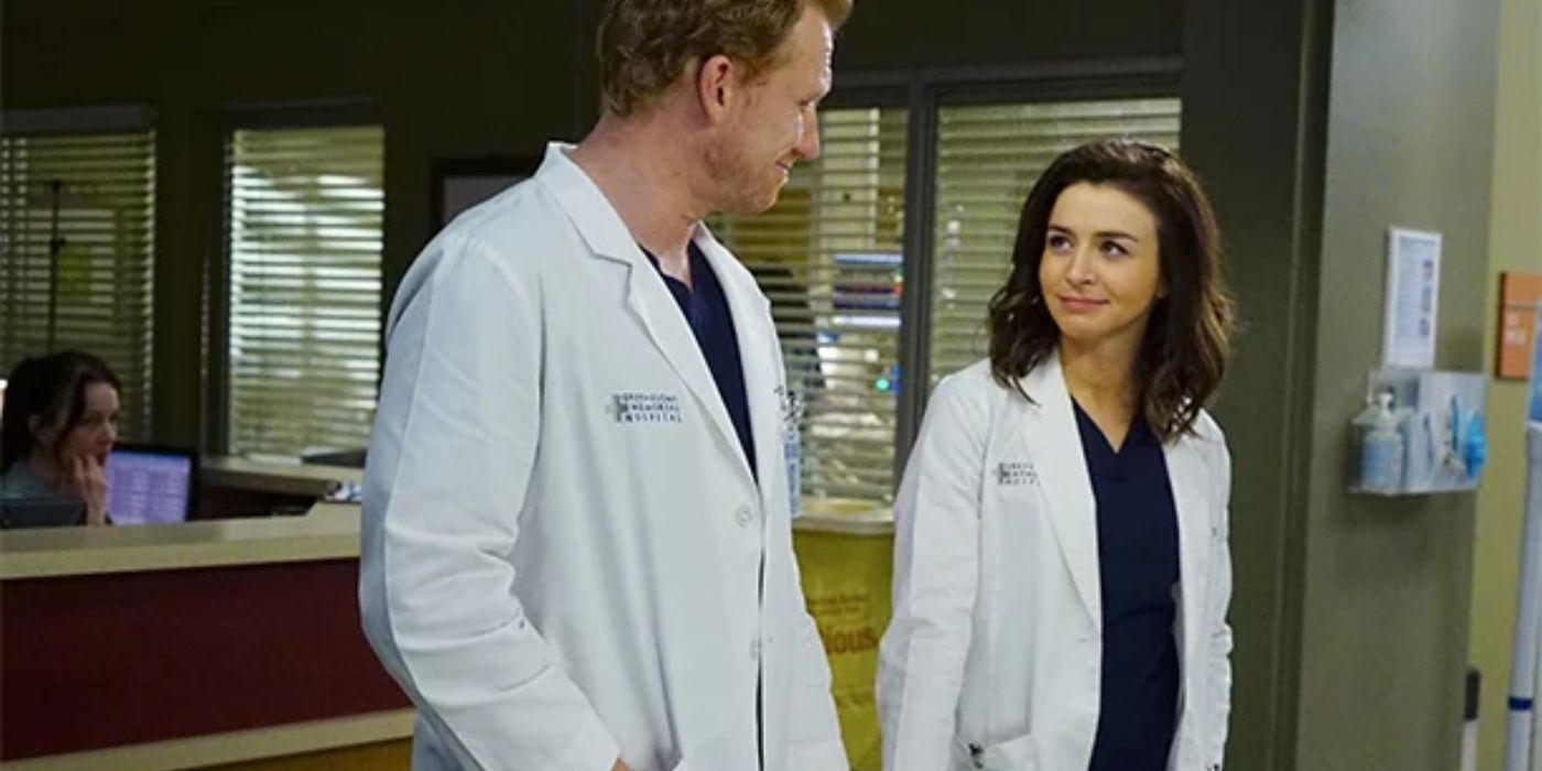 Owen and Amelia talking at the hospital on Grey's Anatomy