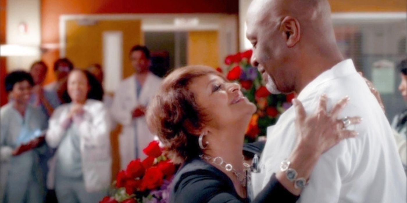Catherine and Richard hugging in Grey&rsquo;s Anatomy