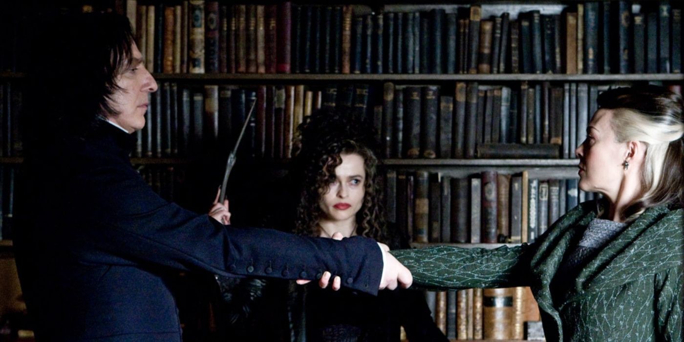 Bellatrix performs the Unbreakable Vow on Snape and Narcissa in Harry Potter and the Half Blood Prince