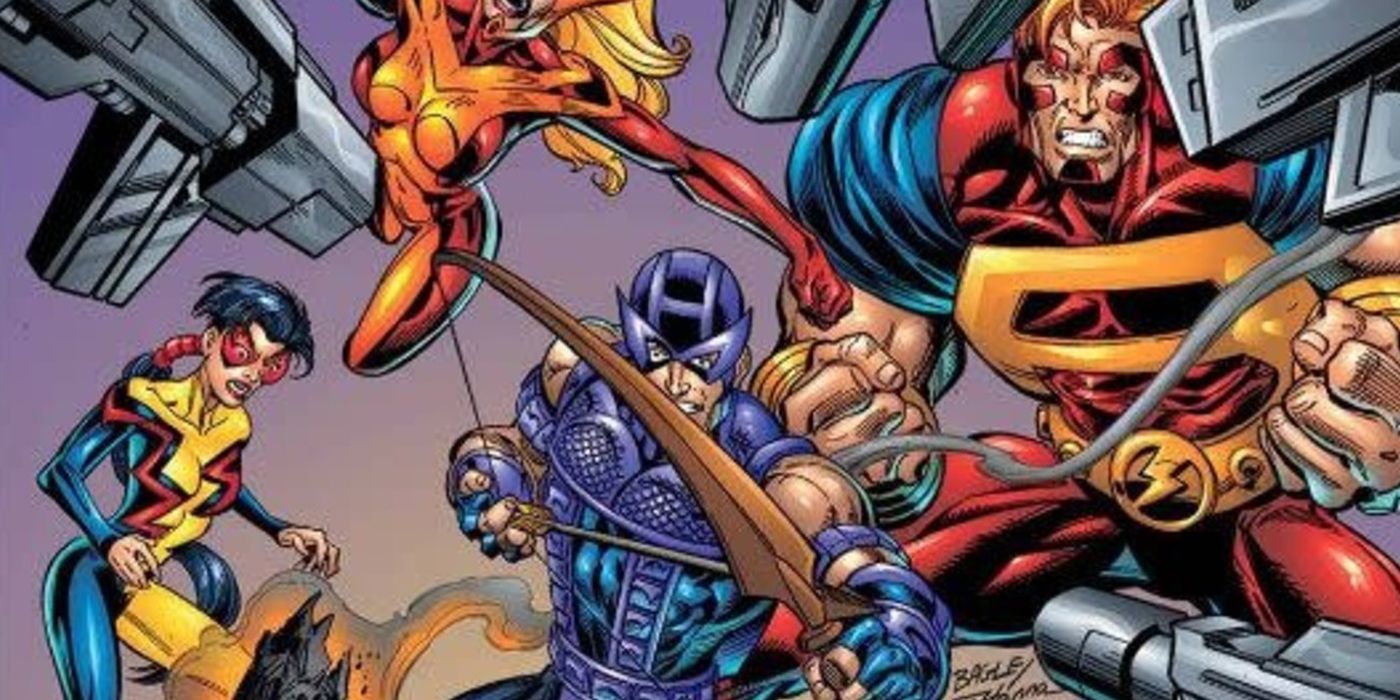 Hawkeye fighting with the Thunderbolts in the comics.