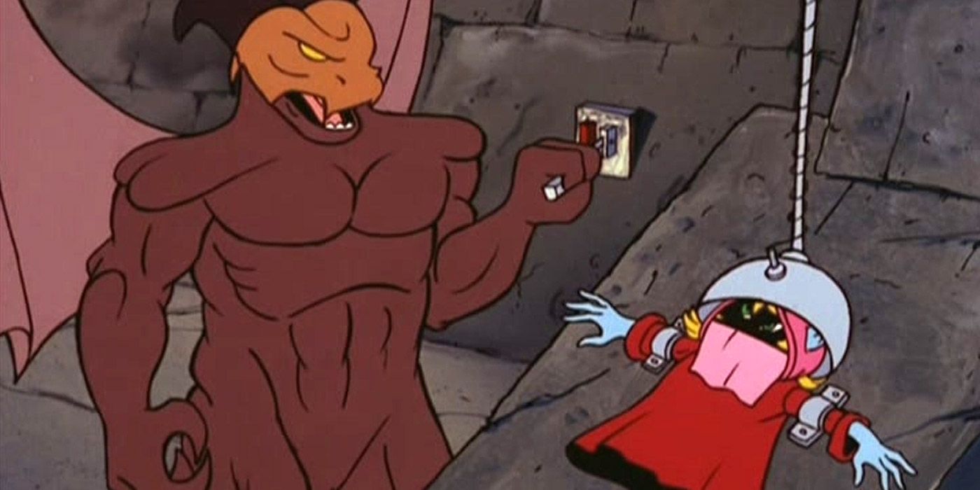 Dragoon drains the life force of a Trollan in He-Man &amp; The Masters of the Universe