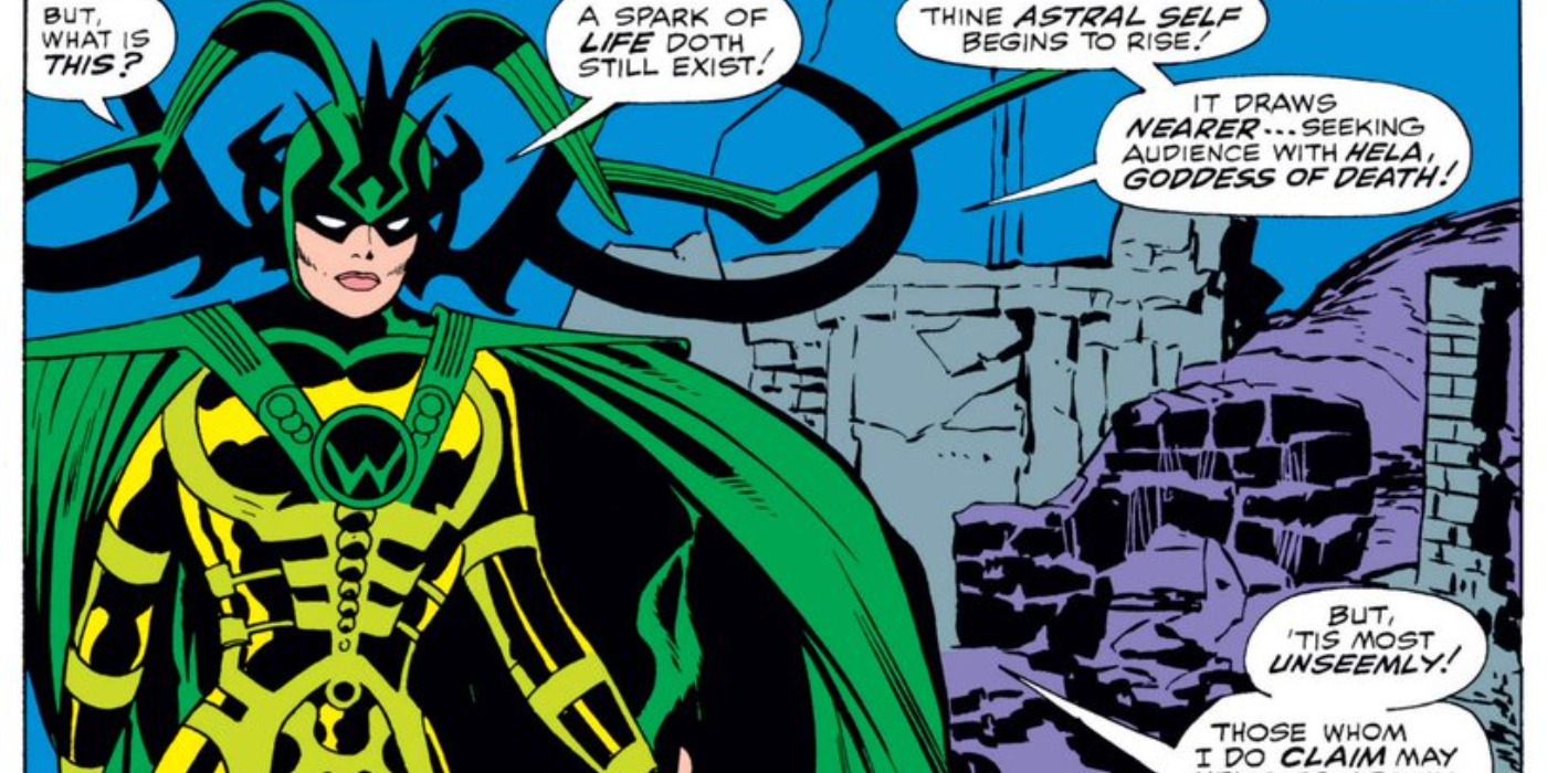 Hela walks through ruins in Marvel Comics