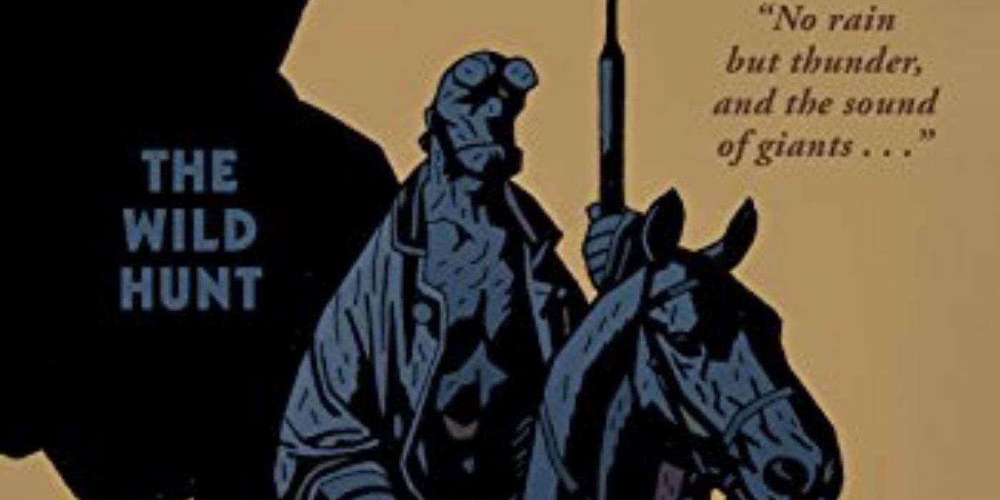 Cover to Hellboy The Wild Hunt, Part 1 featuring Hellboy on a horse
