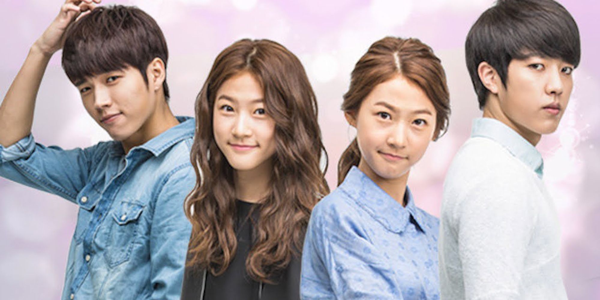 Cast of Hi! School Love On in the poster smiling and looking at the camera.