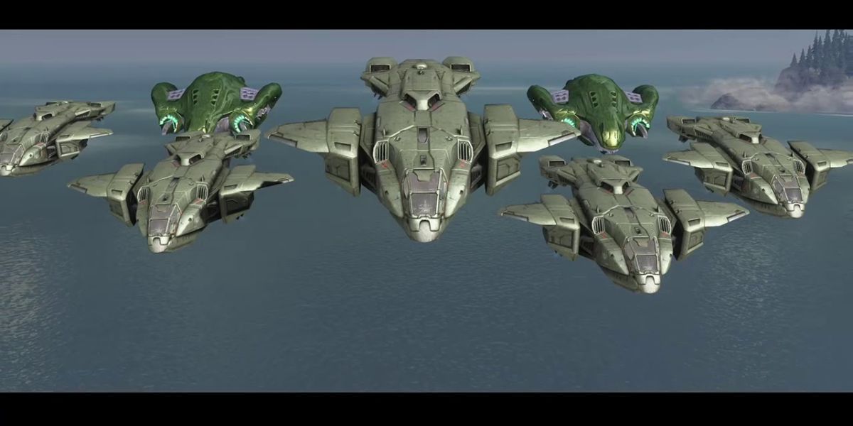 Allied forces landing on the Ark in Halo 3.