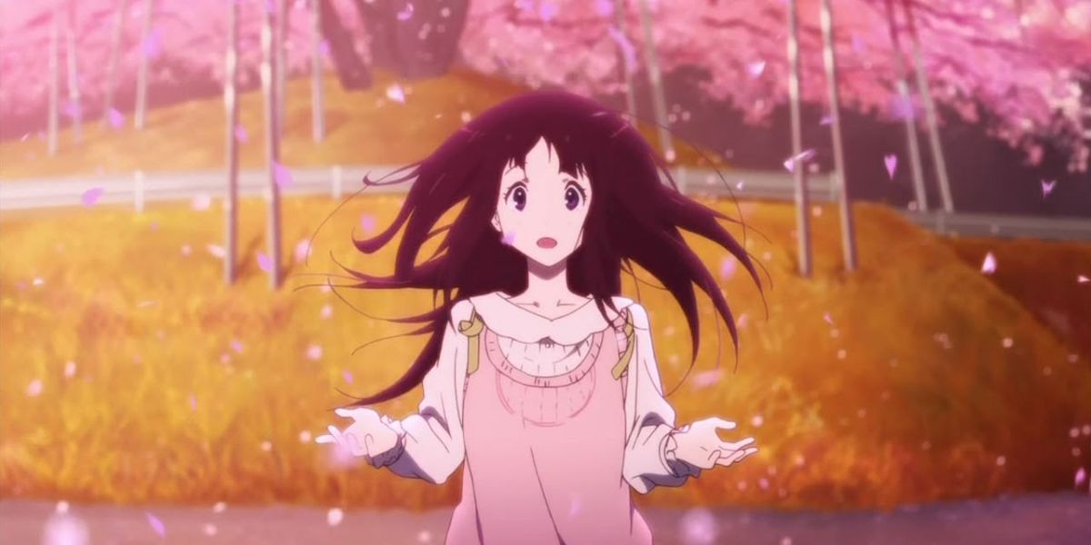 A rosy screenshot of Chitanda in Hyouka.