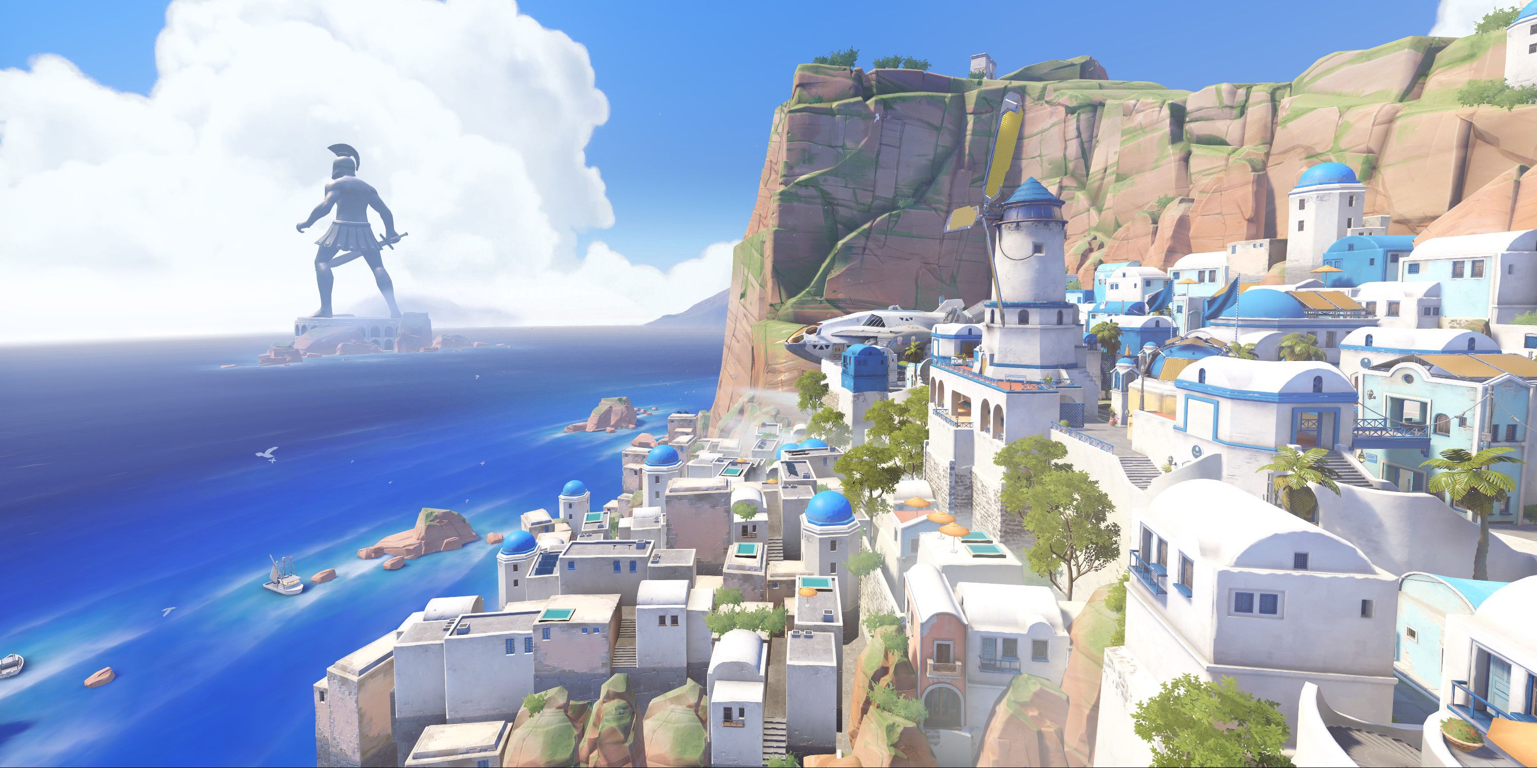 The seaside town of Ilios in Overwatch