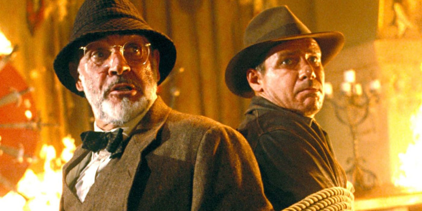 Indiana Jones and his dad tied up in The Last Crusade.