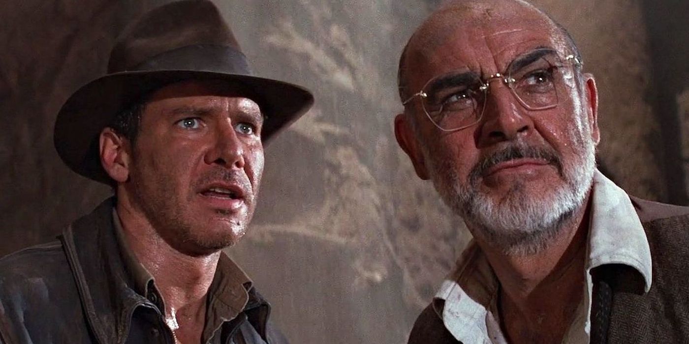 Indiana and Hnery Jones looking concerned in The Last Crusade.