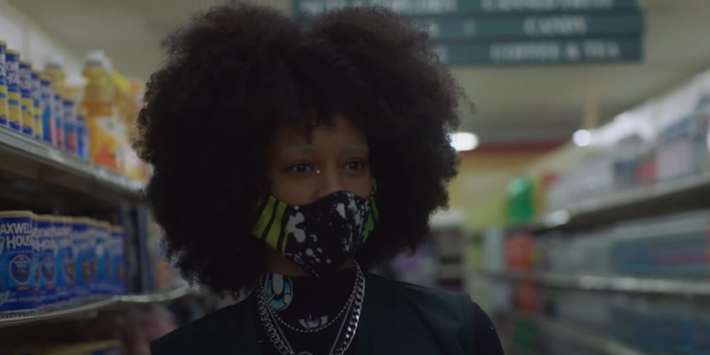 Indigo at her job in the supermarket in Betty