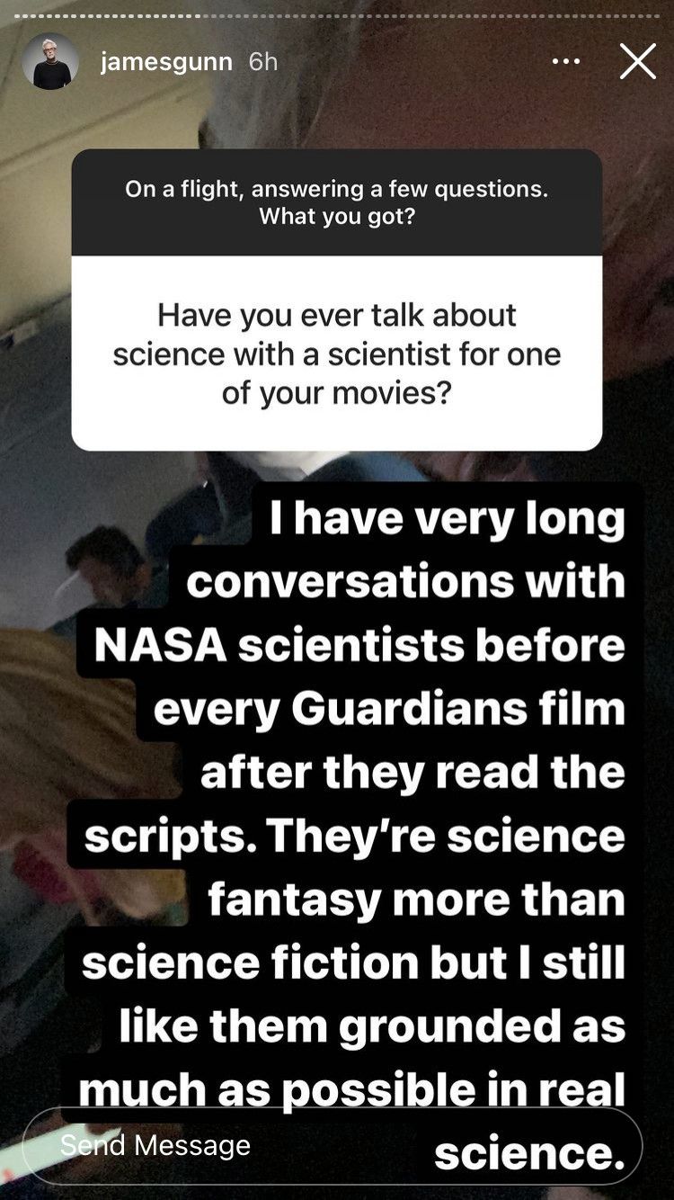 James Gunn Guardians of the Galaxy NASA scientists