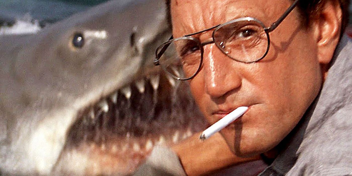 Jaws coming out of the water at Roy Scheider.