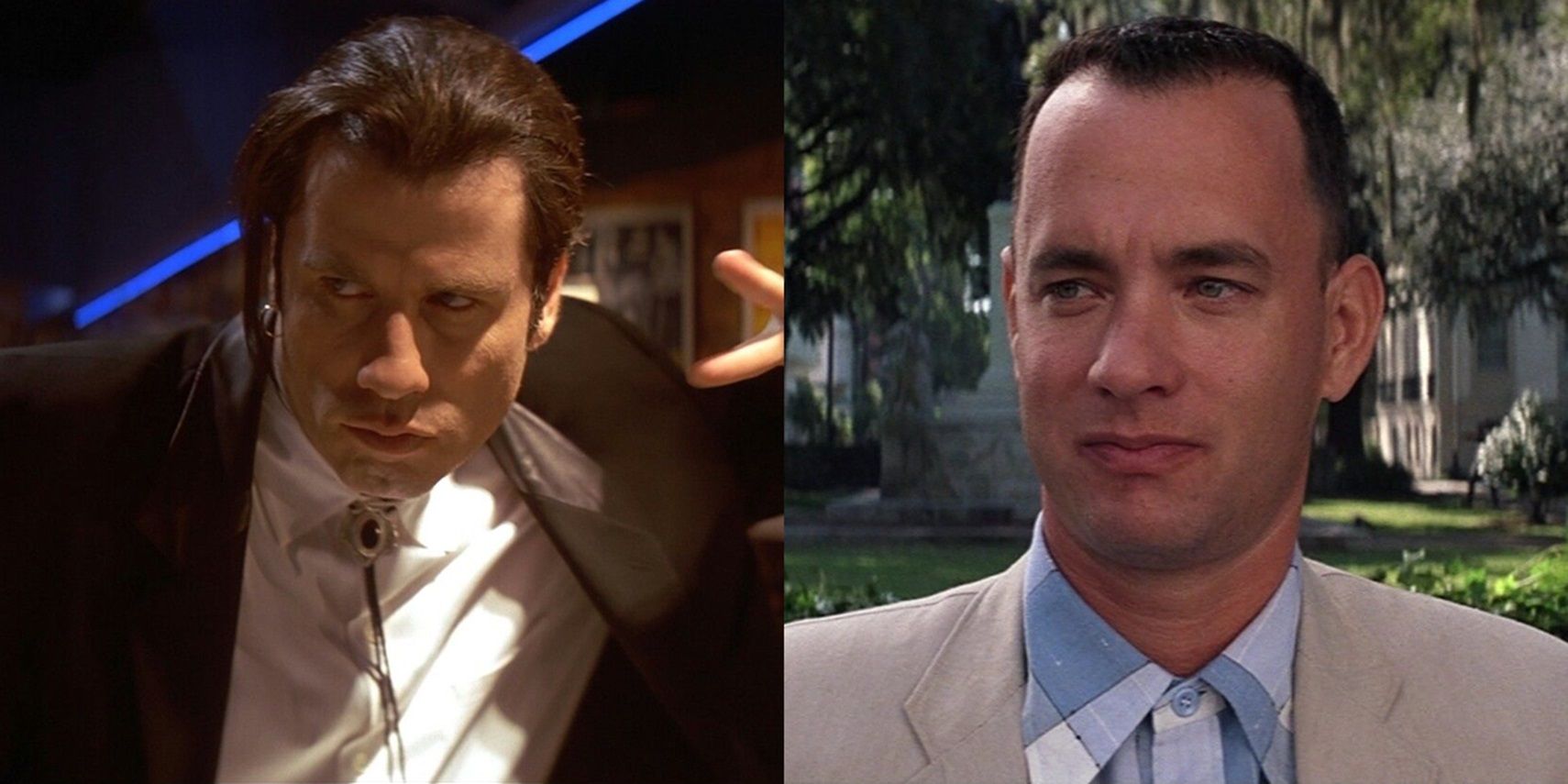 John Travolta in Pulp Fiction and Tom Hanks in Forrest Gump